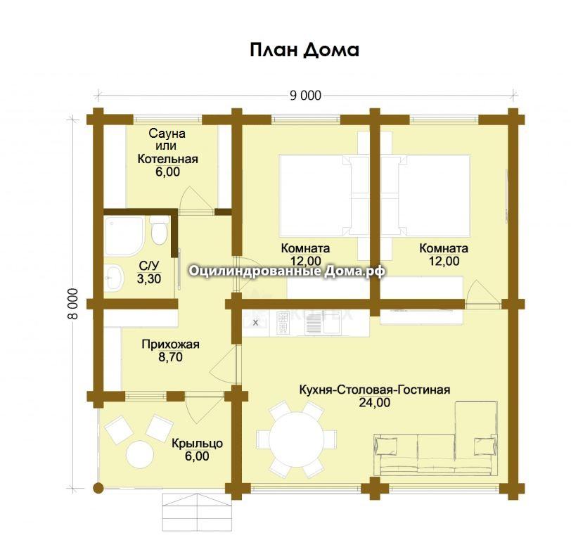 Планировка дома с размерами комнат